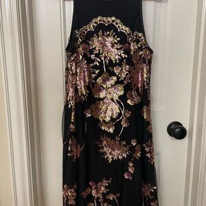 Belle Badgley Mischka floral sequin cocktail dress, knee length, size 6